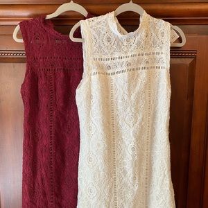 TWO Hollister Dresses Cream  size 9 Crimsom size 7